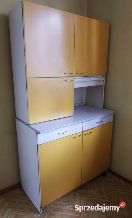 Kredens kuchenny z nadstawką żółty do renowacji