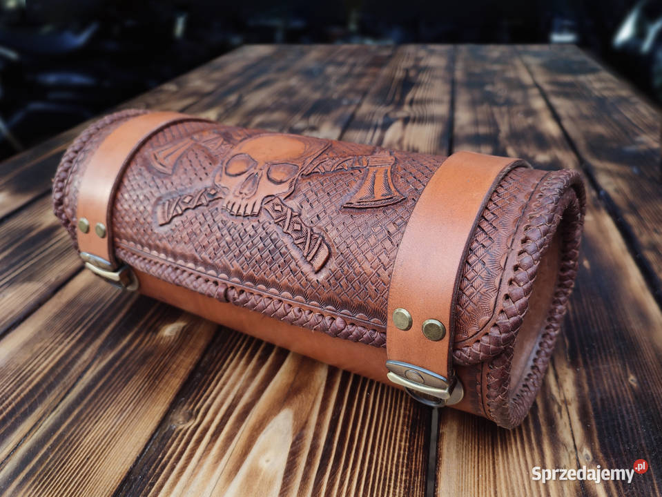 Torba motocyklowa rolka skórzana piornik na