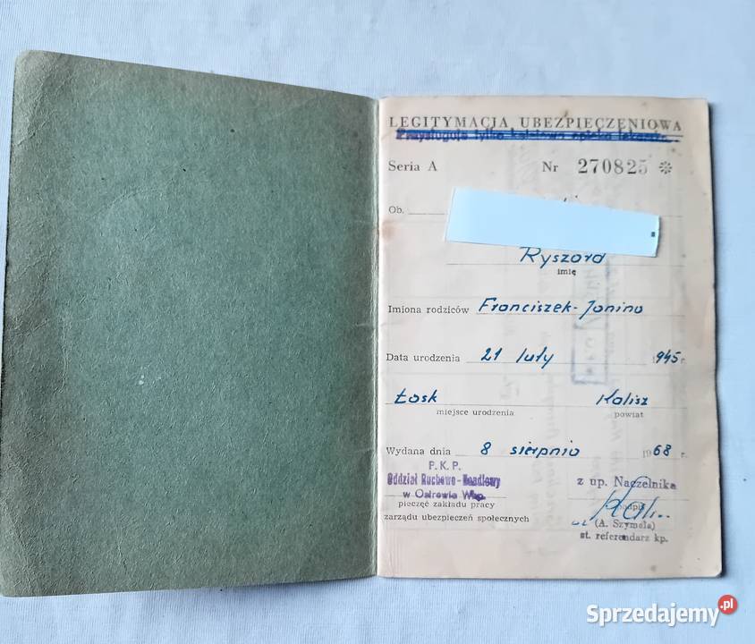 Legitymacja ubezpieczeniowa członków rodziny Koźminek