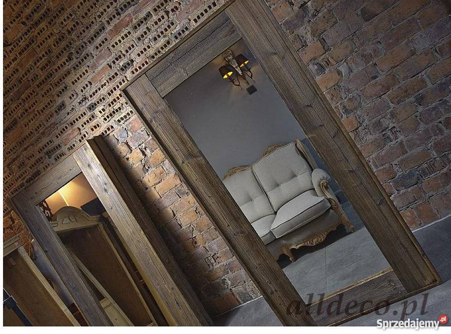 Lustro w ramie ze starego drewna firmy ALLDECO Warszawa
