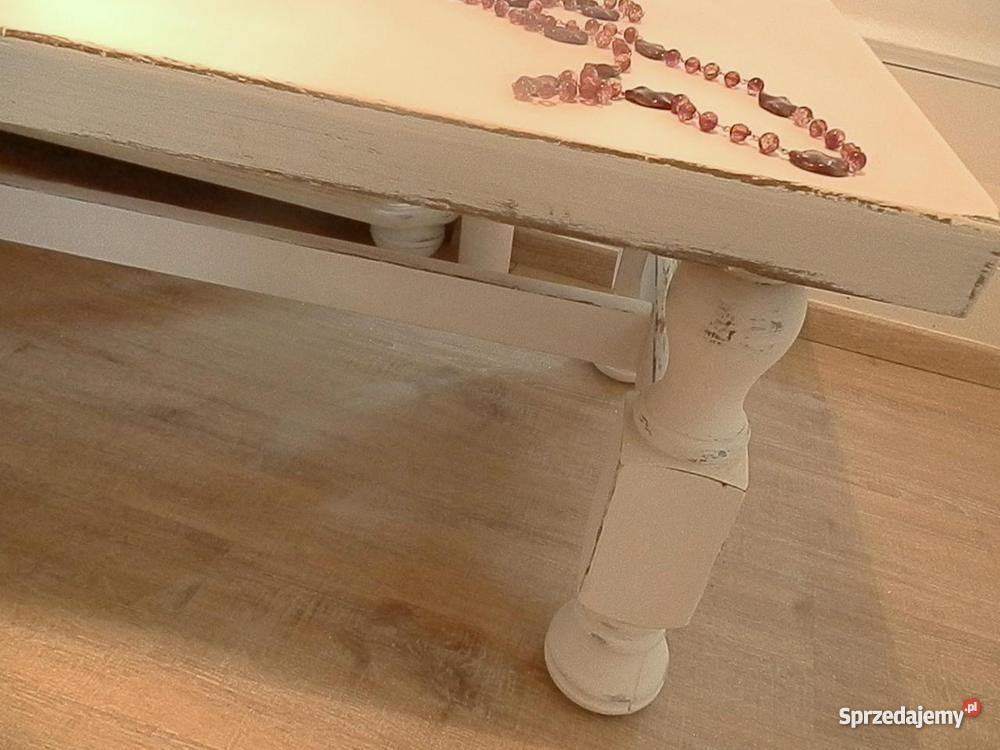 Ława niski stolik shabby chic prowansja biała dolnośląskie Lubin sprzedam