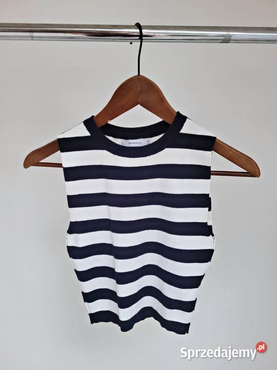 Bluzka crop top w biało granatowe paski Liszki sprzedam