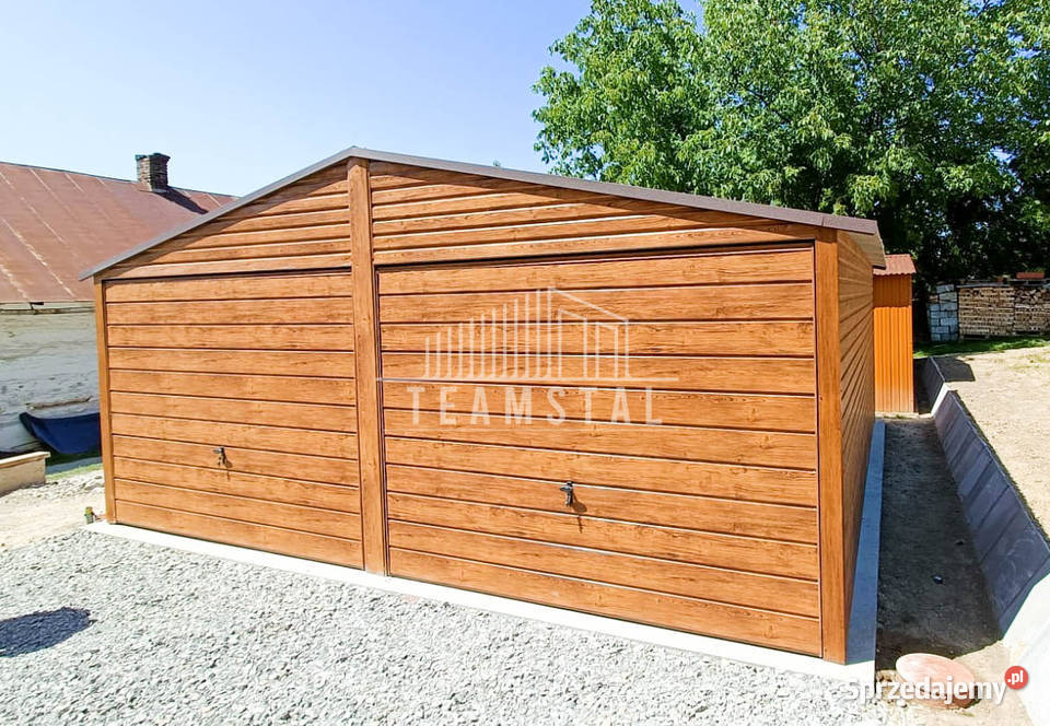GARAŻ BLASZANY 6m x 6m poziom dwuspad 2x Brama Niepołomice