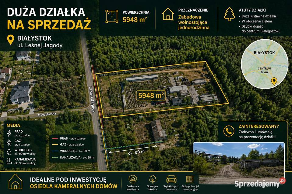 Duża działka inwestycyjna w Białymstoku – ul. Leśnej Jagody | 5948 m²