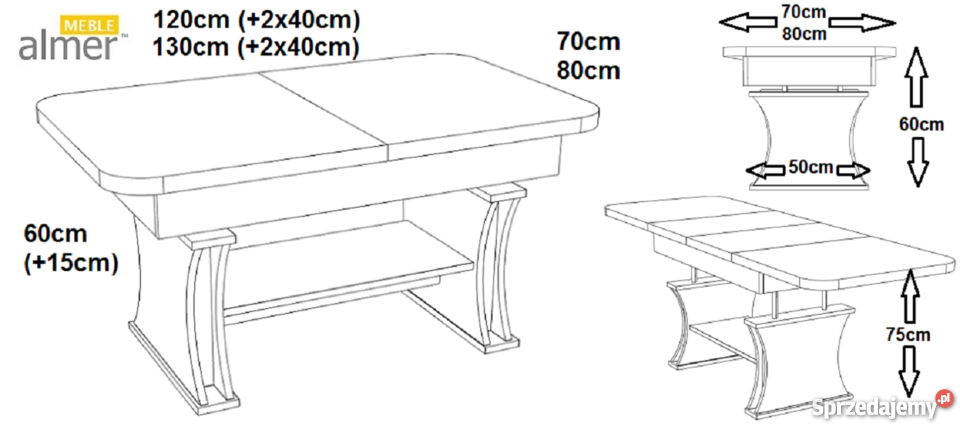 Ławostół L07 podnoszony rozkładany do 210 120cm Stoły, krzesła, biurka Radomsko