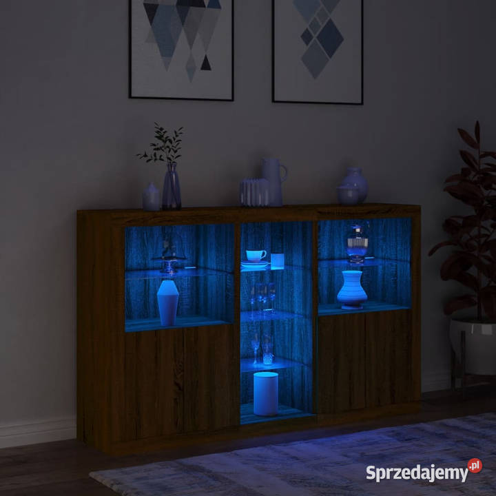 Szafka z oświetleniem LED brązowy dąb 162x37x100 mazowieckie Warszawa sprzedam