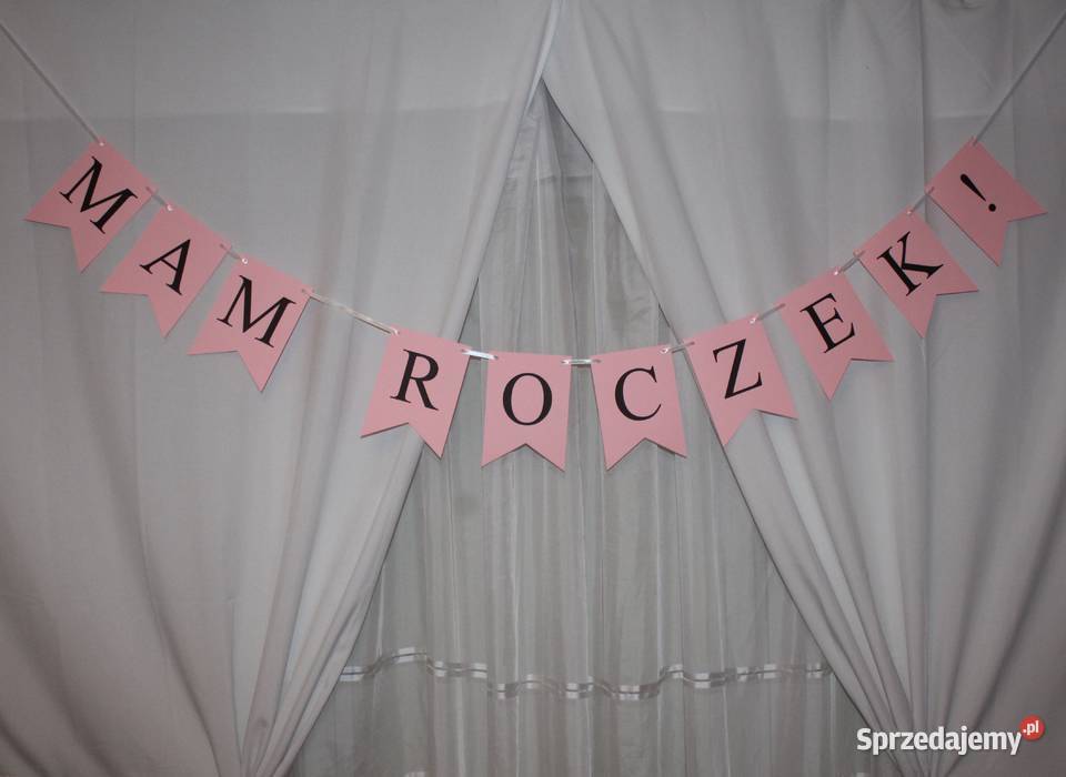 Girlanda papierowa różowa i niebieska Mam roczek