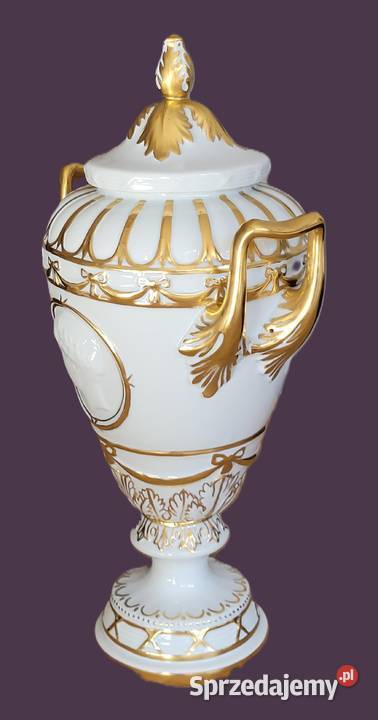 Ekskluzywna porcelanowa amfora duża 41 reliefowy Antyki, Sztuka, Kolekcje