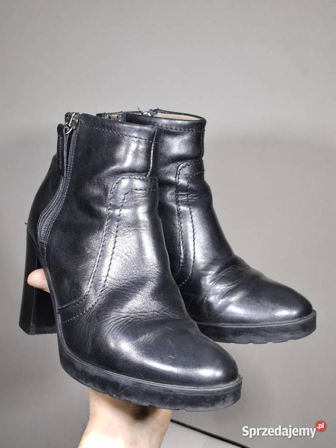 Botki 37 damskie czarne skórzane czarny sprzedam