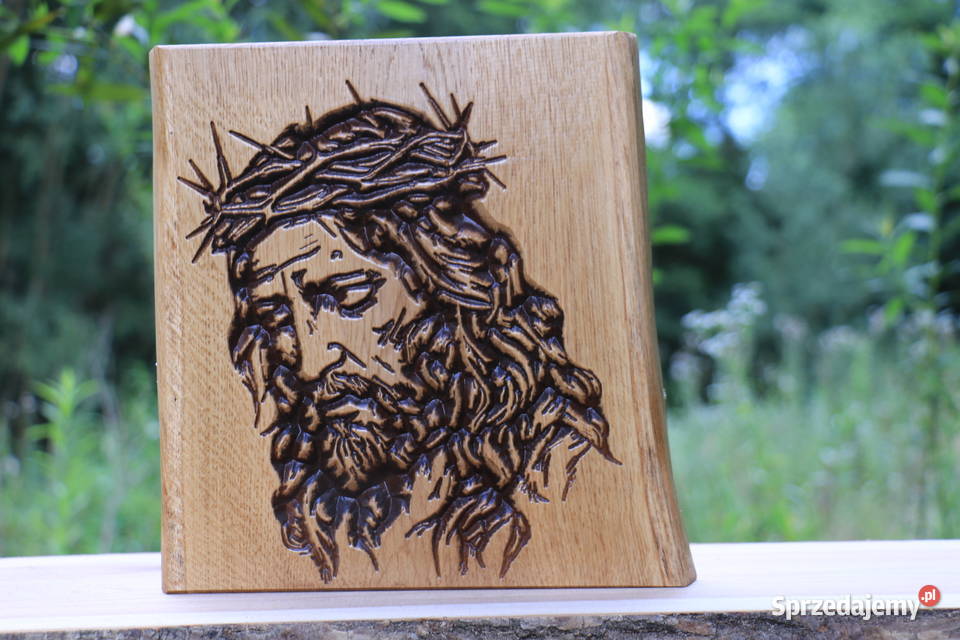 Jezus Grawer w drewnie dębowym Jasienica Rosielna