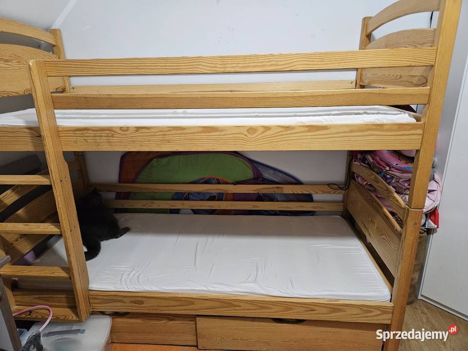łózko piętrowe z 2 szufladami 80x180 lity świerk