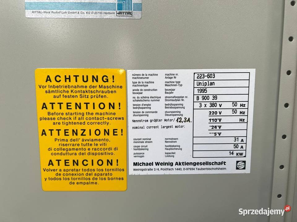 Strugarka dwustronna Weinig Uniplan Juszczyn
