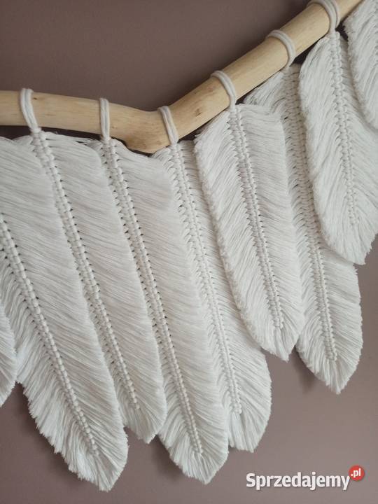 Makrama boho Piórka Listki jasny ecru 74 79