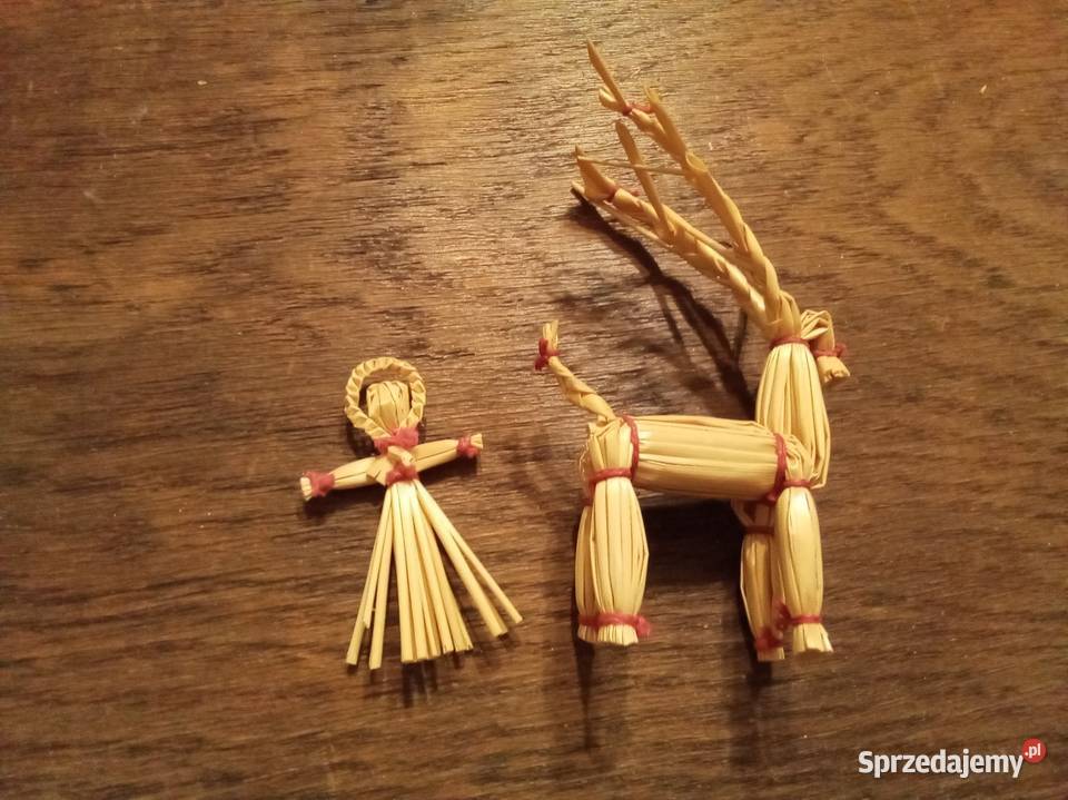 Świąteczne figurki ze słomy kozioł i kobieta Warszawa