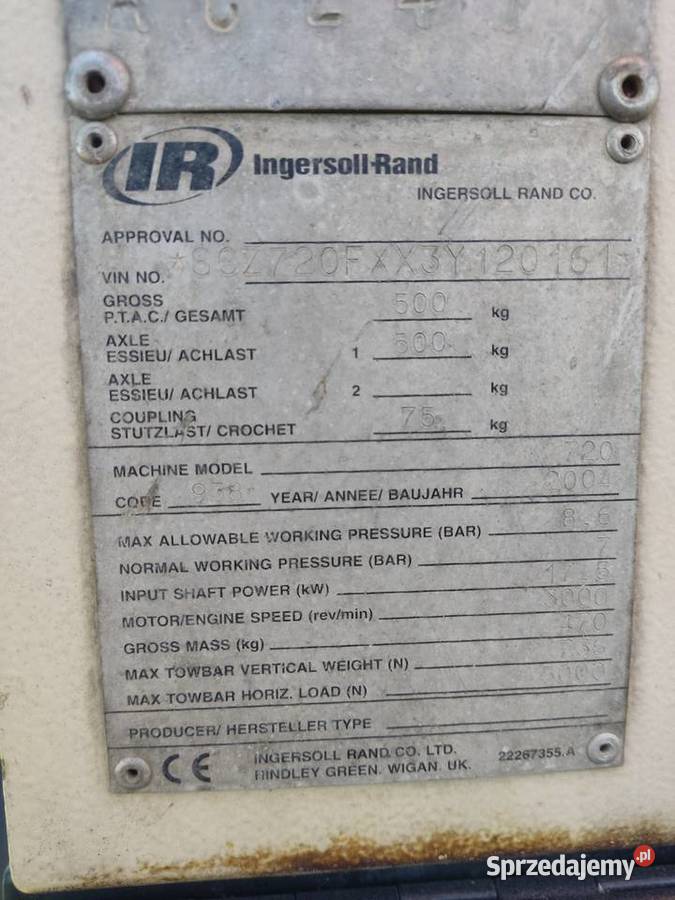 Sprężarka mobilna Ingersoll Rand 720 Tyczyn