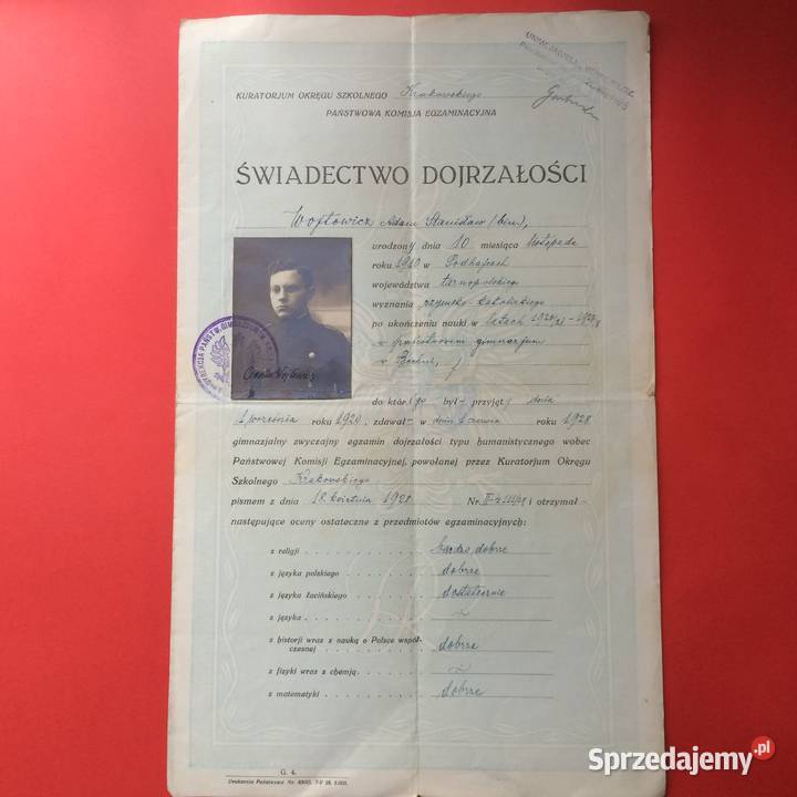 1849 Świadectwa Dojrzałości Bochnia Wojtowicz Szczecin