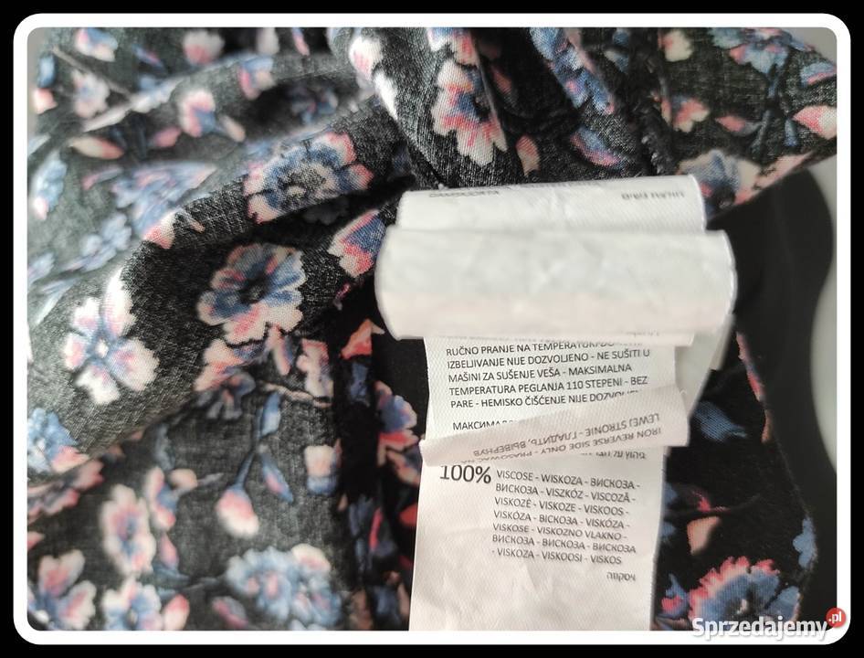 Sinsay XL koszula damska czarna w kwiatki Płock
