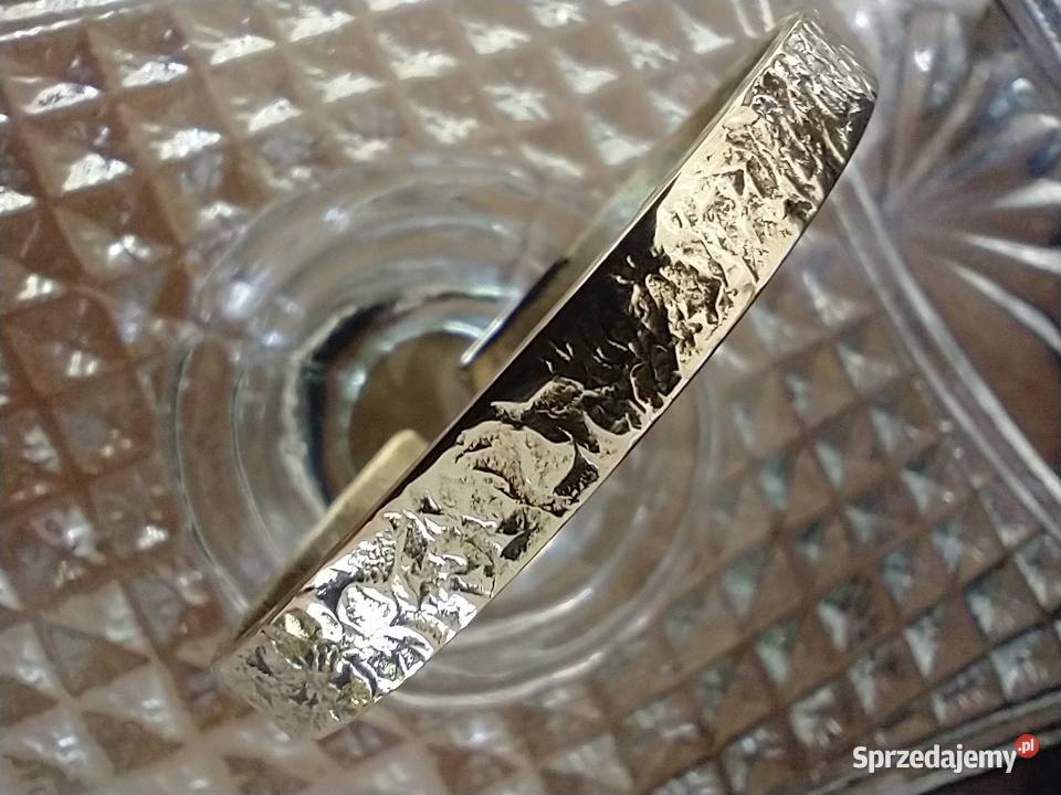 Wąska złota bransoletka mosiądz metaloplastyka Łódź sprzedam
