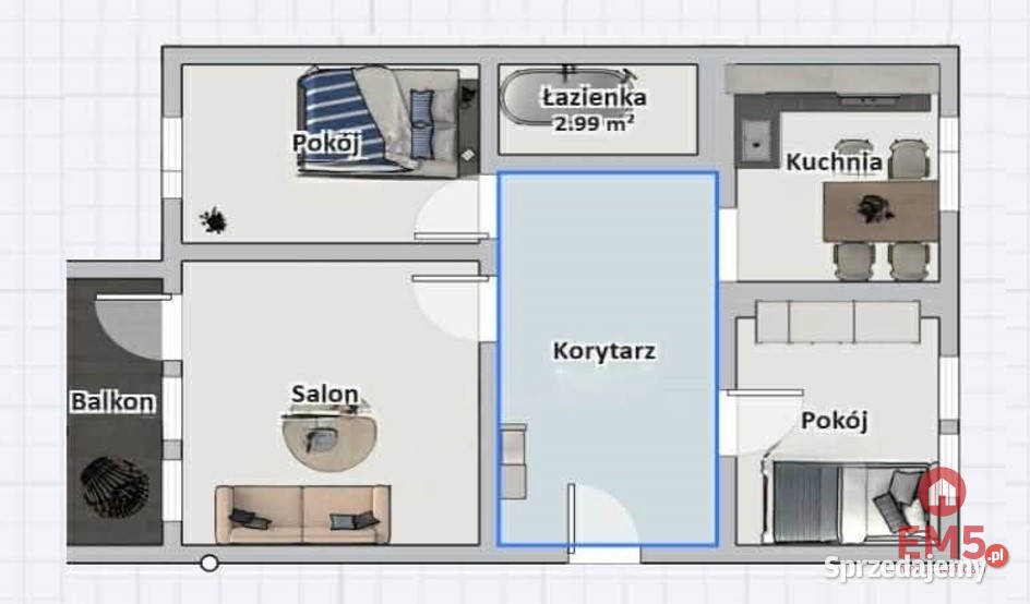 Mieszkanie Białystok 605m2 3 pok 60.5m2