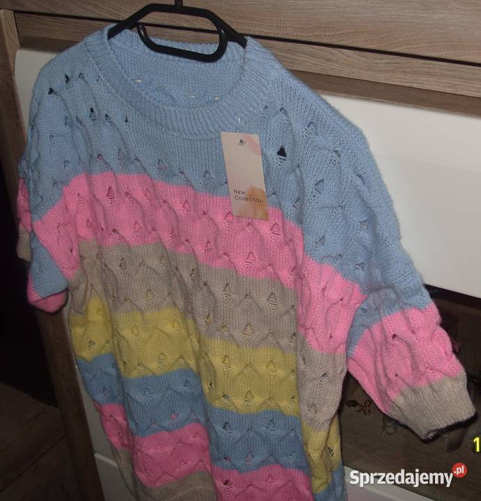 Multi kolorowy sweterek krótki rękaw ML Rawicz