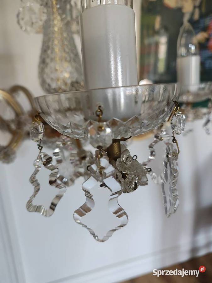 Lampa wisząca metal kryształ Czechosłowacja lata