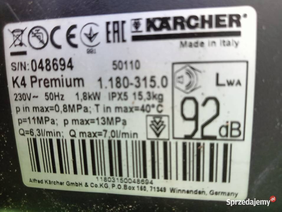 Myjka Karcher K4 Premium zwijacz węża Naprawa Radom