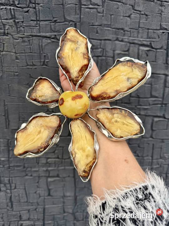 Wyjątkowy okazały wisior srebro 925 bursztyn