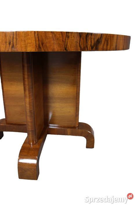 Okrągły stół gabinetowy art deco Piękny fornir