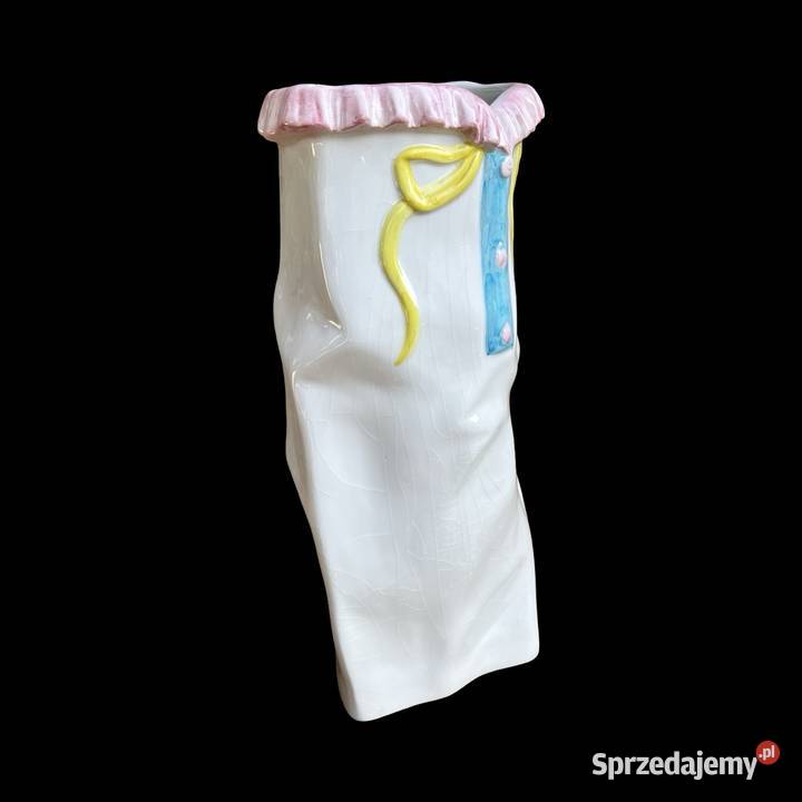 Wazon Gabbianelli Włochy lata 70 ręcznie Porcelana i szkło