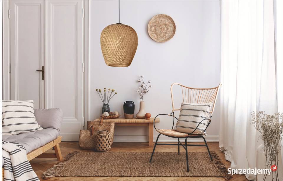 LAMPA WISZĄCA NATURALNA BOHO BAMBUSOWA naturalna