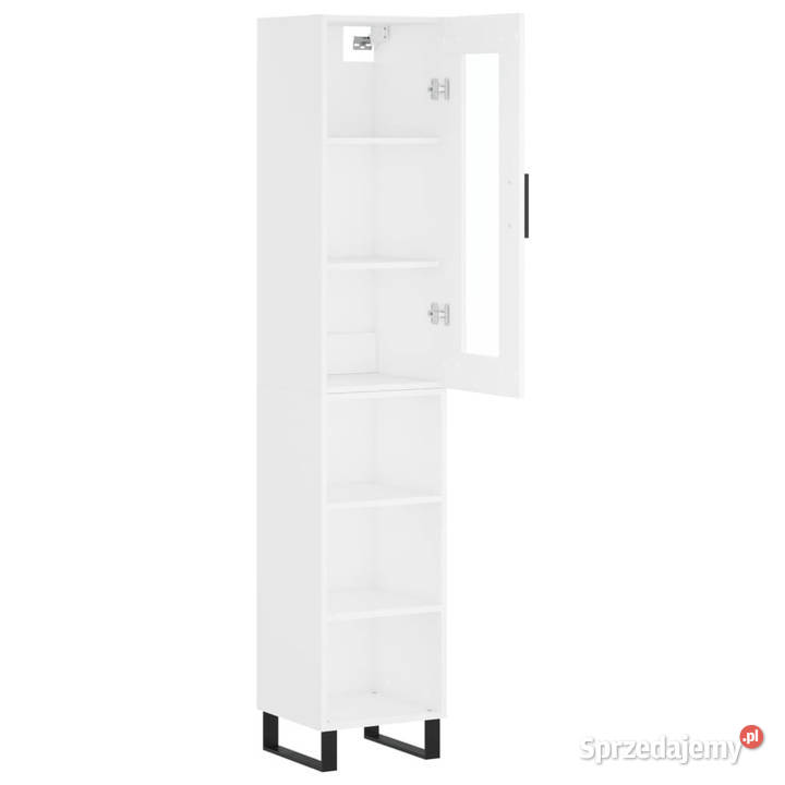 Wysoka szafka biała 345x34x180 materiał