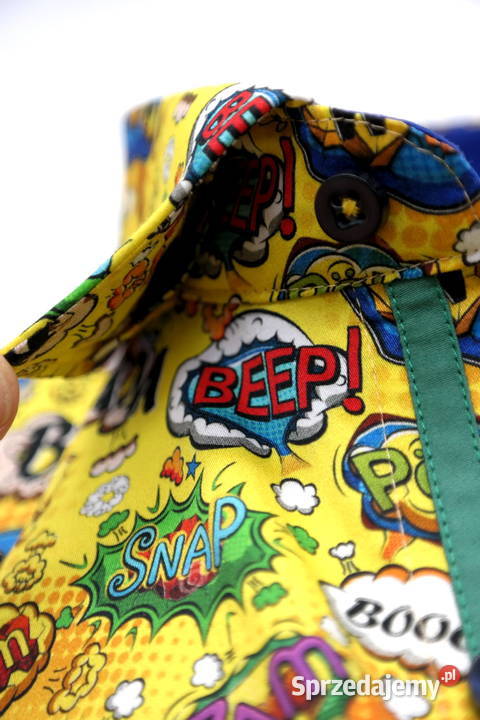 DANIEL BESSI Koszula Męska Fb046 Żółta KOMIKS Rozmiar L Ostrów Wielkopolski