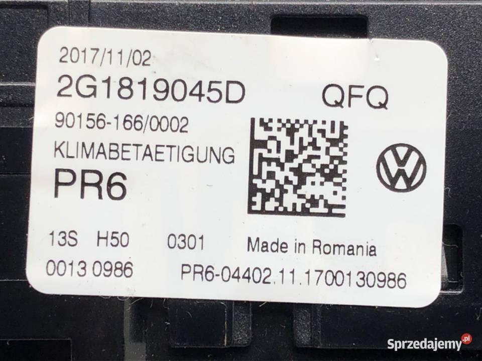 PANEL STEROWANIA NAWIEWU VW POLO VI 2G1819045D osobowe