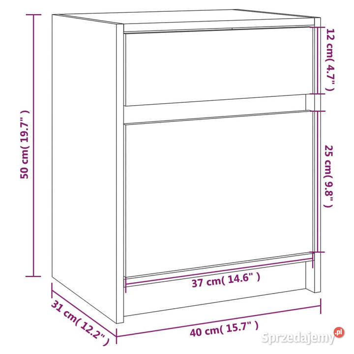 Szafka nocna biała 40x31x50 lite drewno sosnowe Warszawa