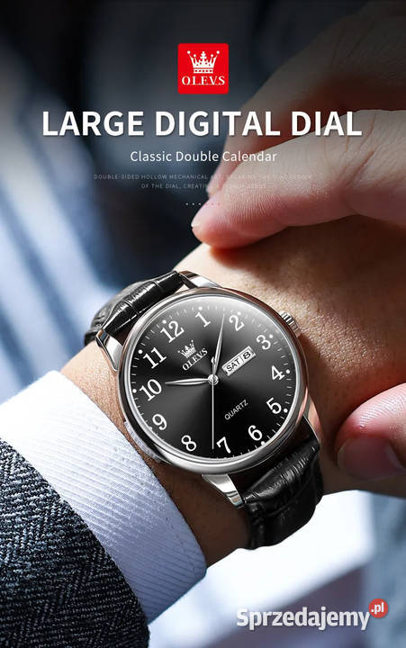 Zegarek męski kwarcowy klasyczny czarna tarcza Zegarki Gorzów Wielkopolski