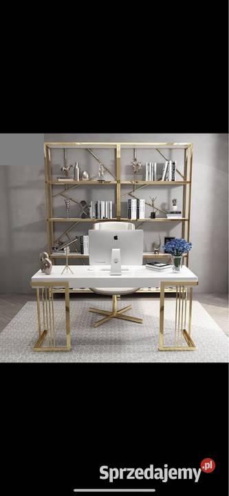 Białe złote biurko ze stali nierdzewnej Luxury Golkowice