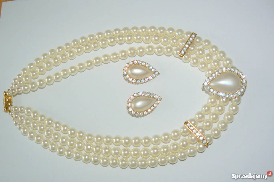 Naszyjnik i klipsy stara wiedenska sztuczna Szczecin