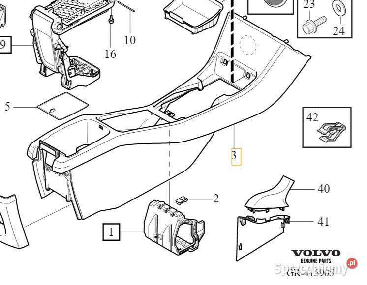 VOLVO V40 V40CC tunel srodkowy konsola 31389451 Gadgety motoryzacyjne dolnośląskie Bielany Wrocławskie