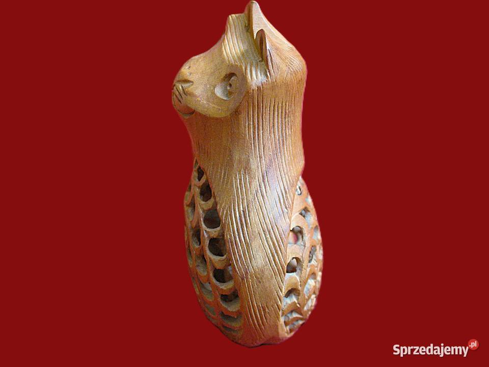 Kot Stara Figurka twarde drewno 10 x 8 x 4