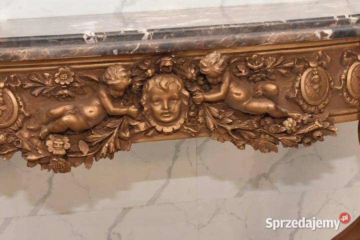 Drewniana Konsola Pod Ścianę Z Okrągłym Lustrem Kraków