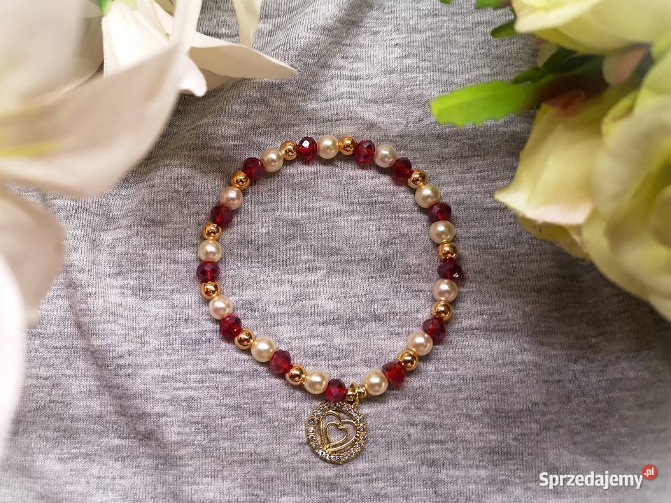 Bransoletka damska z perłowymi i czerwonymi Kielce