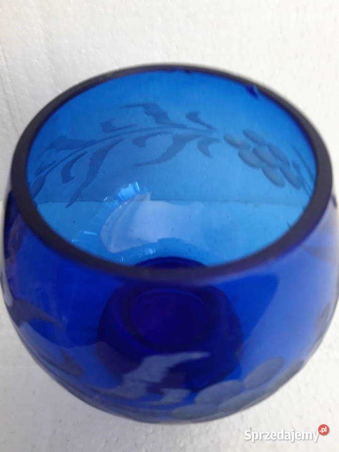 bombonierka szklana szkło kobaltowe szlifowane Warszawa