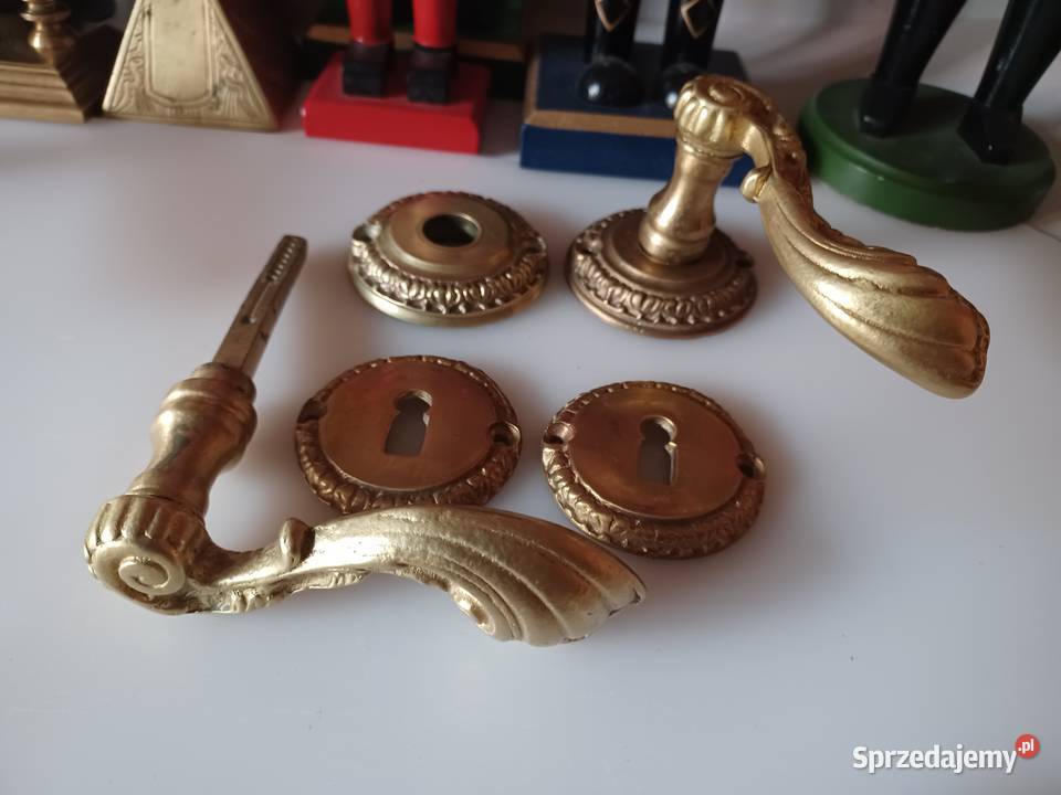Mosiężny komplet klamek z rozetami Pozostałe Poznań