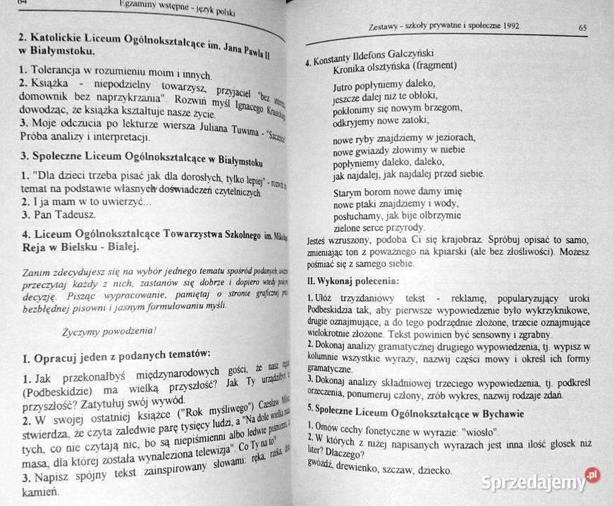 Egzaminy do szkół średnich Język polski S Chełm