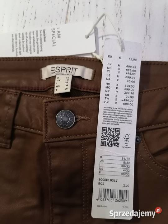 3432 XS ESPRIT 100EE1B317 Spodnie slim fit Bez wzoru Gaszowice