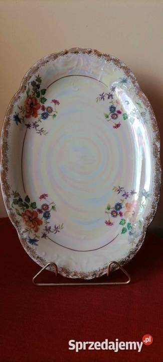 Duży Półmisek Cztery Bukiety Szczęścia Błękit Porcelana i szkło Wałbrzych