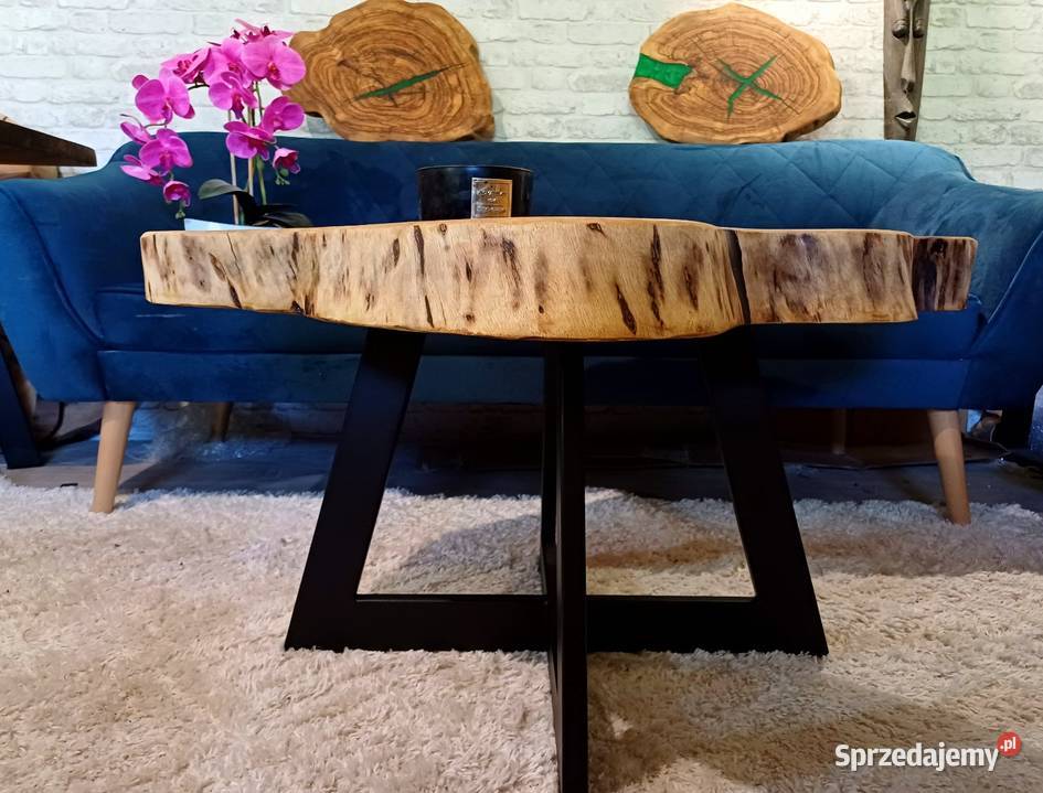 Stolik kawowy 90x72 live edge ORZECH WŁOSKI Śrem