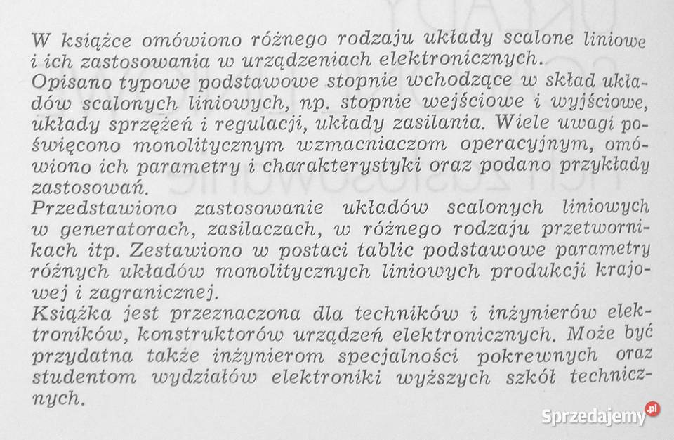 T Układy scalone liniowe i ich zastosowanie technika, nauki techniczne Warszawa sprzedam