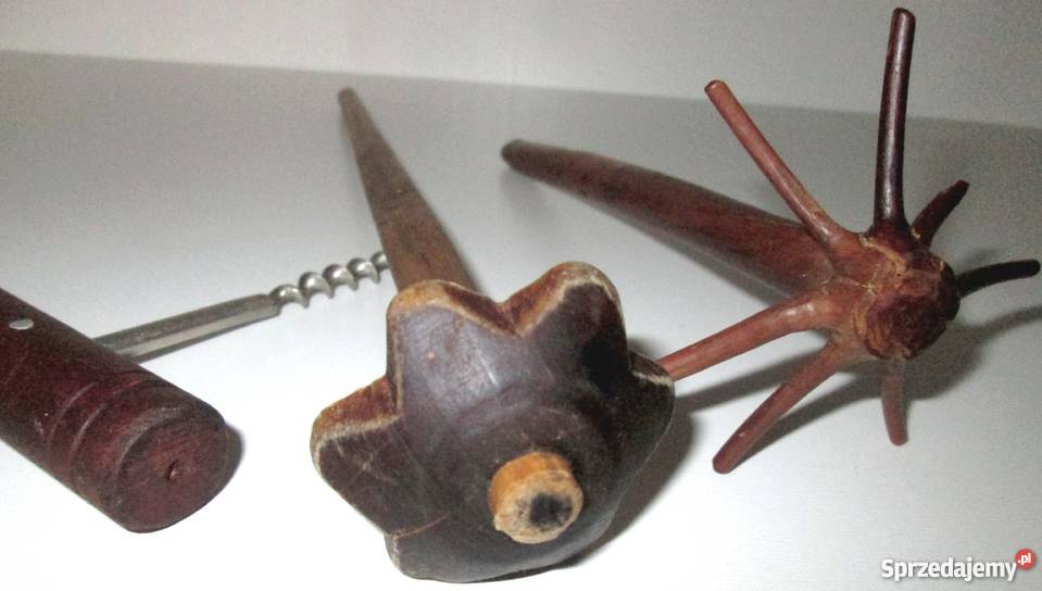 Stare przybory kuchenne ręcznie wykPRL drewno Kraków