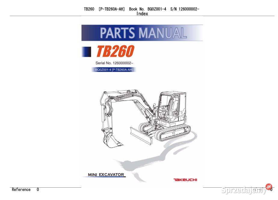 Takeuchi TB260 katalog części zamiennych i inne Poradniki, albumy i reportaże sprzedam